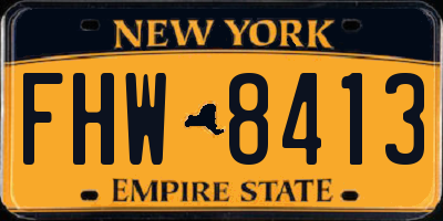 NY license plate FHW8413