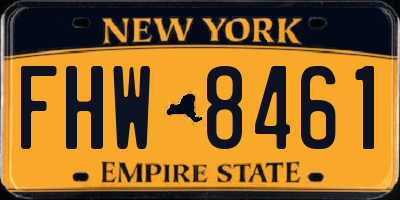 NY license plate FHW8461