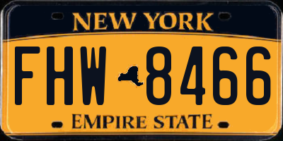 NY license plate FHW8466