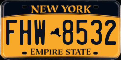 NY license plate FHW8532
