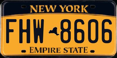 NY license plate FHW8606