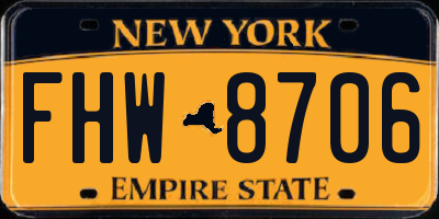 NY license plate FHW8706