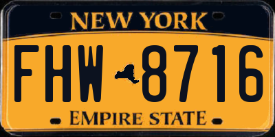 NY license plate FHW8716