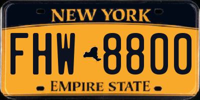 NY license plate FHW8800