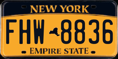 NY license plate FHW8836