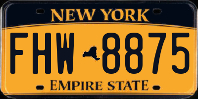 NY license plate FHW8875
