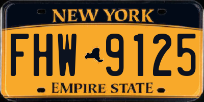 NY license plate FHW9125