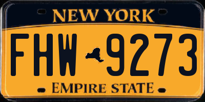 NY license plate FHW9273