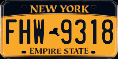 NY license plate FHW9318