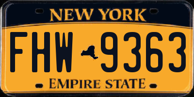 NY license plate FHW9363