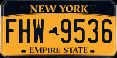 NY license plate FHW9536