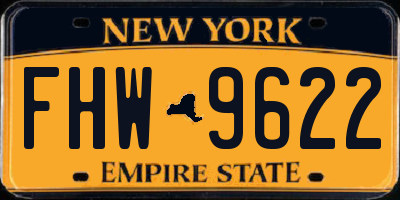 NY license plate FHW9622