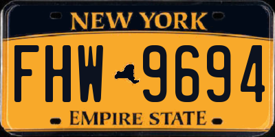 NY license plate FHW9694