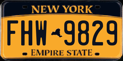 NY license plate FHW9829