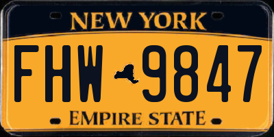 NY license plate FHW9847