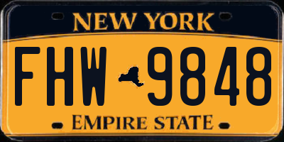 NY license plate FHW9848