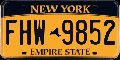 NY license plate FHW9852