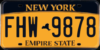 NY license plate FHW9878