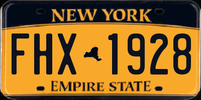 NY license plate FHX1928