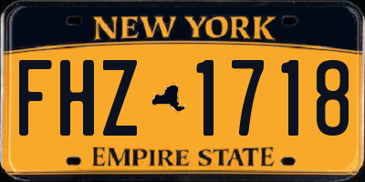 NY license plate FHZ1718
