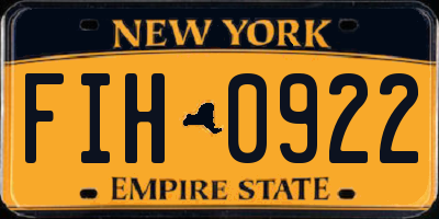 NY license plate FIH0922