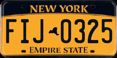 NY license plate FIJ0325