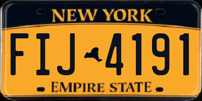 NY license plate FIJ4191