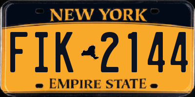 NY license plate FIK2144