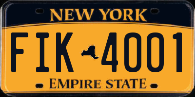 NY license plate FIK4001