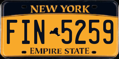 NY license plate FIN5259