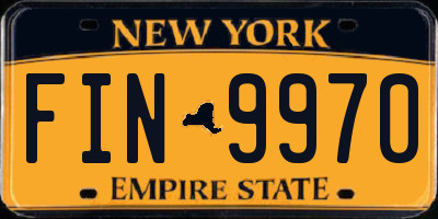 NY license plate FIN9970