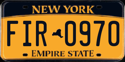 NY license plate FIR0970