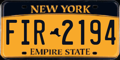 NY license plate FIR2194