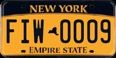 NY license plate FIW0009