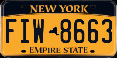 NY license plate FIW8663