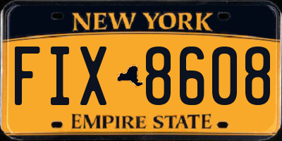 NY license plate FIX8608