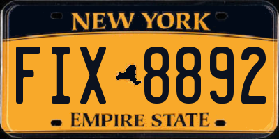 NY license plate FIX8892