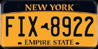 NY license plate FIX8922