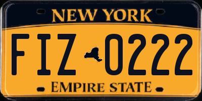 NY license plate FIZ0222