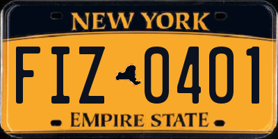 NY license plate FIZ0401