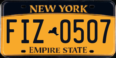 NY license plate FIZ0507