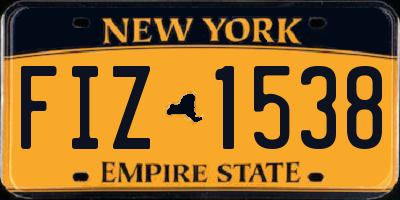 NY license plate FIZ1538