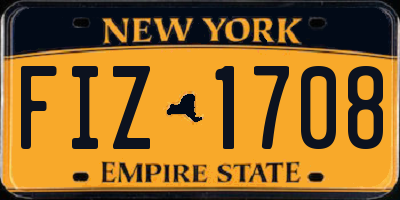 NY license plate FIZ1708