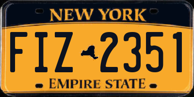 NY license plate FIZ2351