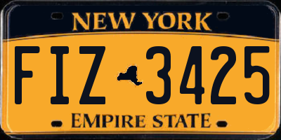 NY license plate FIZ3425