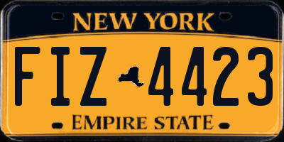NY license plate FIZ4423