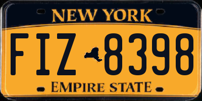 NY license plate FIZ8398