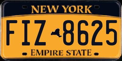 NY license plate FIZ8625