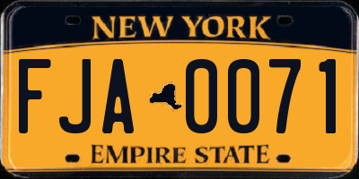NY license plate FJA0071