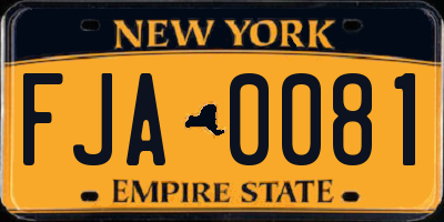 NY license plate FJA0081